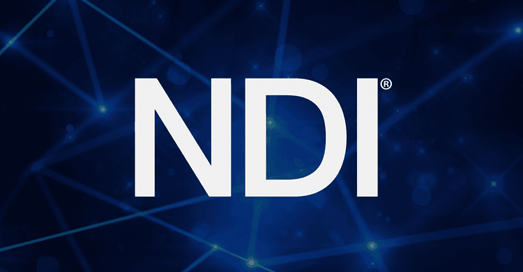 NDI logo, highlighting Screenberry's support for NDI streaming protocol in video and audio workflows