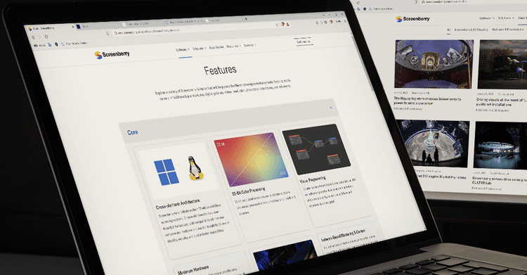 Open laptop with an internet browser window on the screen, featuring Screenberry's live webpage rendering capabilities