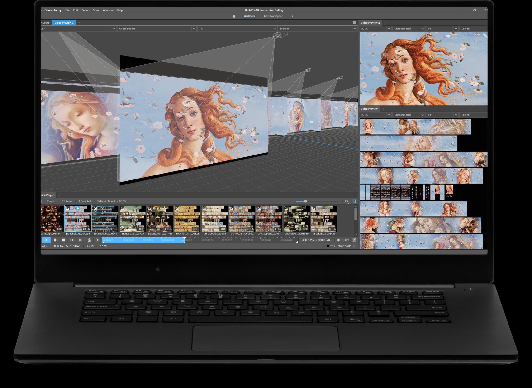 Laptop displaying the Screenberry control panel interface