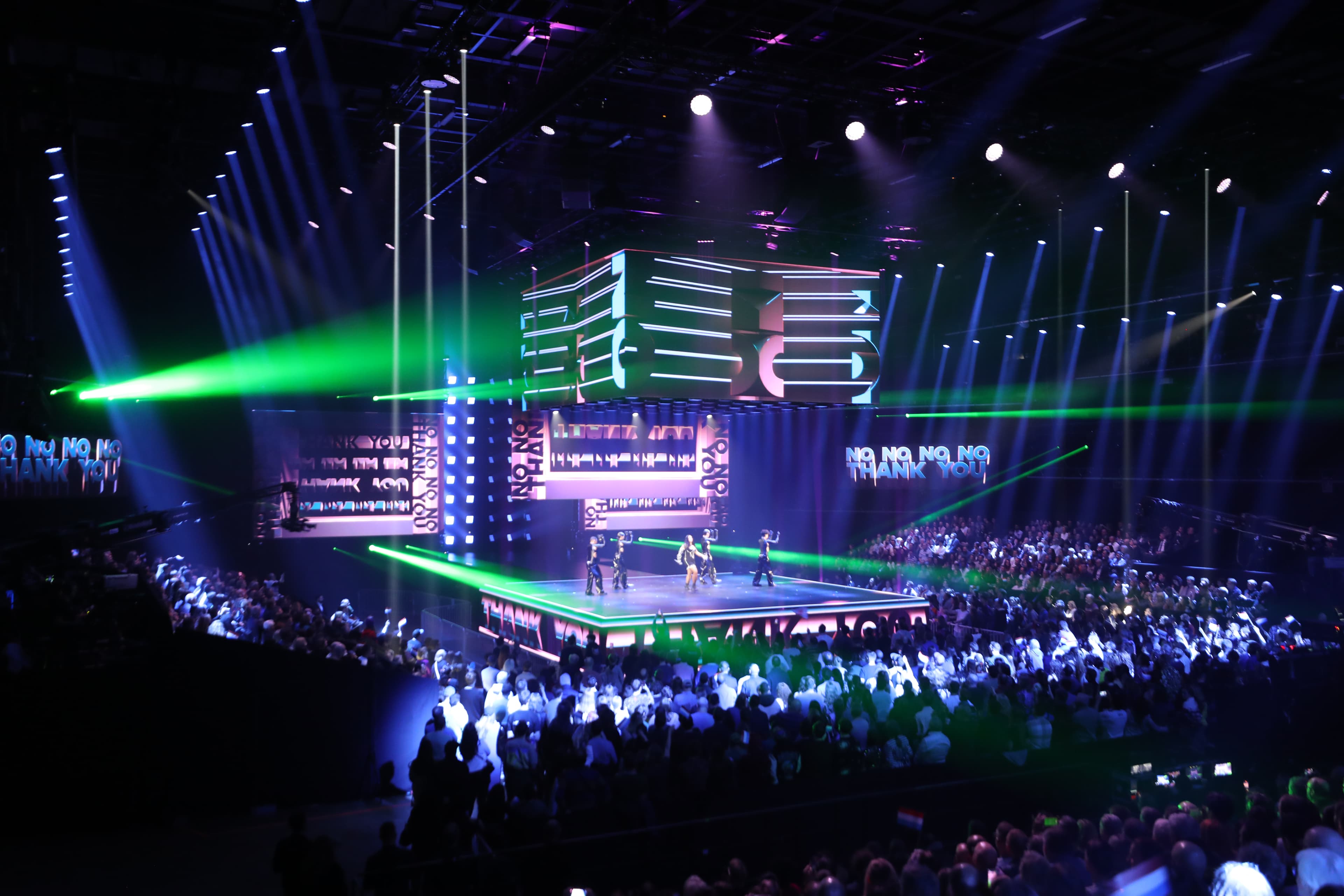 Stage performance at the live broadcast of the Luxembourg Song Contest 2025 with LED screens driven by Screenberry media servers