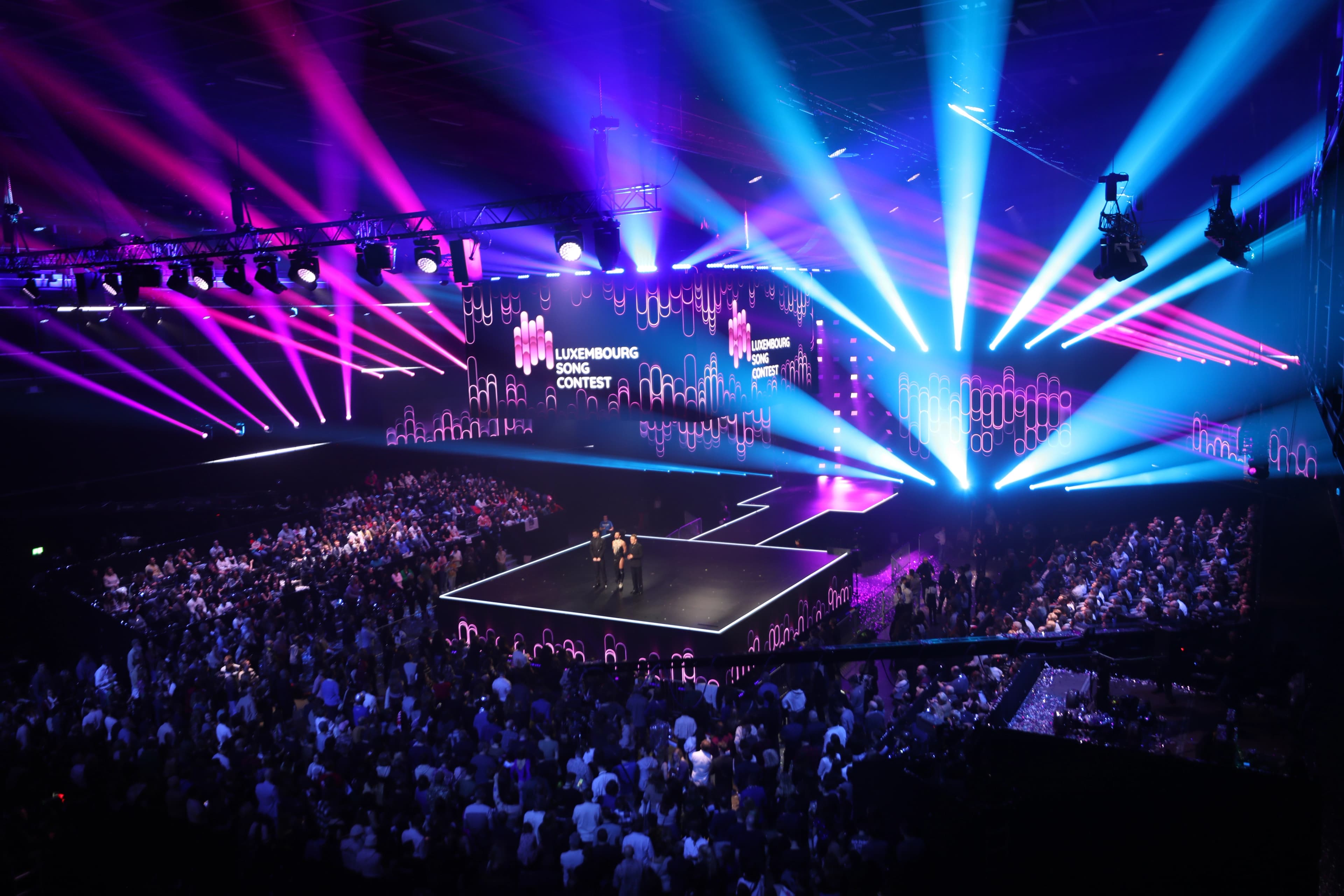 Stage graphics driven by Screenberry media server at the live broadcast of the Luxembourg Song Contest 2025.